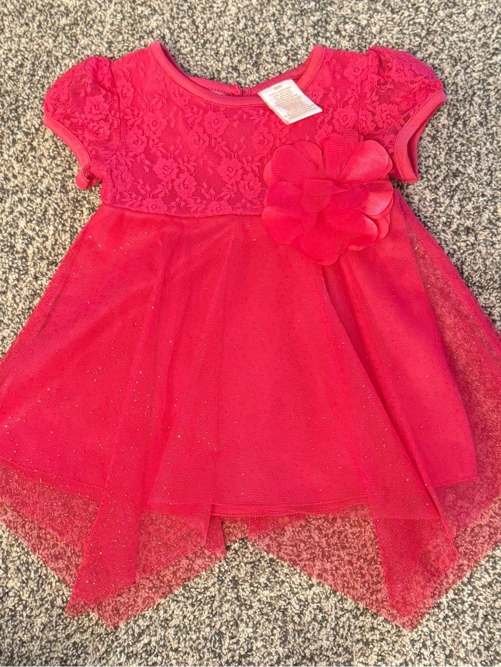 Girls Pink Lace & Tulle Flower Party Dress